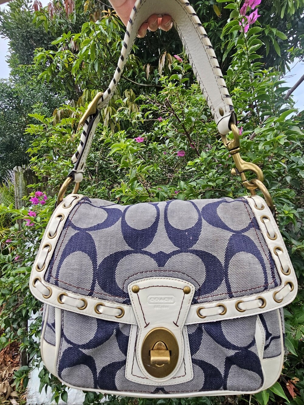 Vintage Coach Legacy Denim Ali Flap 10491 Whipstitch Y2K Shoulder Bag